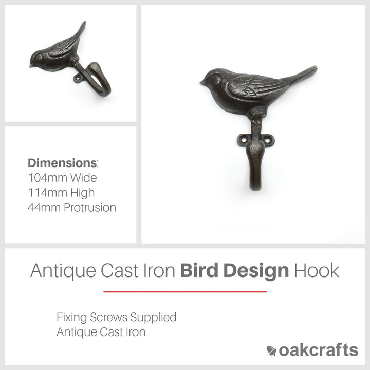 Antique Cast Iron Single Bird Hook