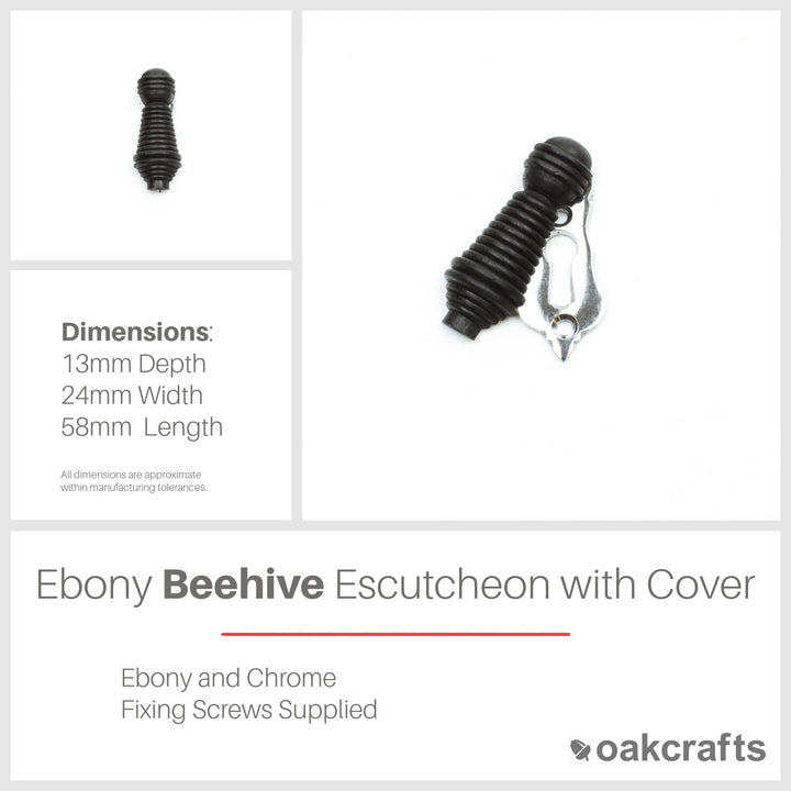 Beehive Escutcheon with Cover in Ebony and Chrome