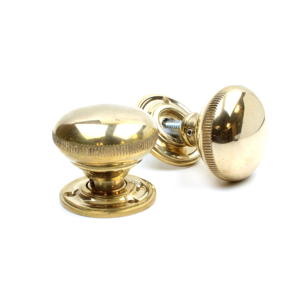 Door Knob Set Knurled Lines Solid Brass 48mm Diameter