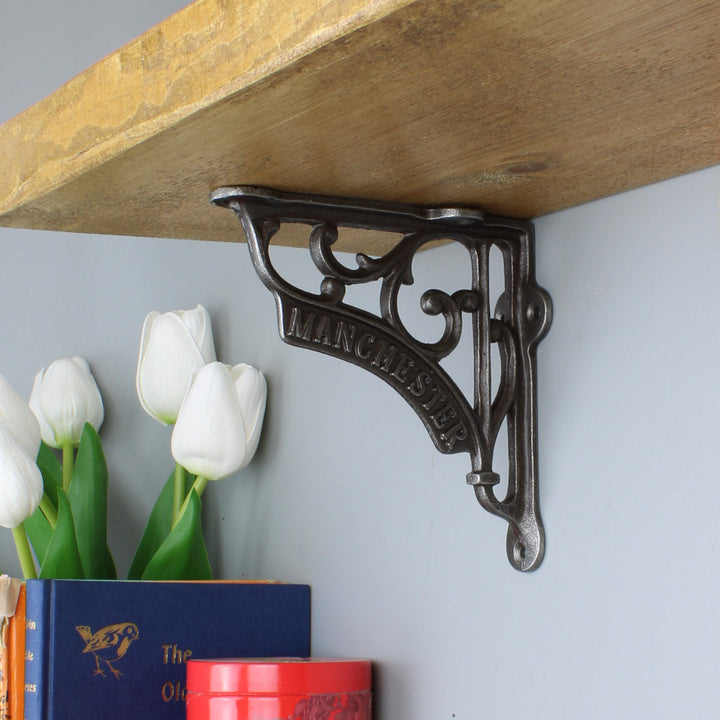 Pair of Antique Cast Iron 'Manchester' Victorian Style Shelf Brackets 