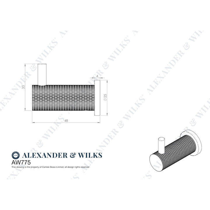 Alexander & Wilks Brunel Knurled Coat Hook