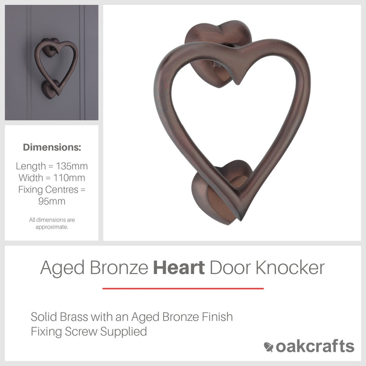 Solid Brass Heart Door Knocker