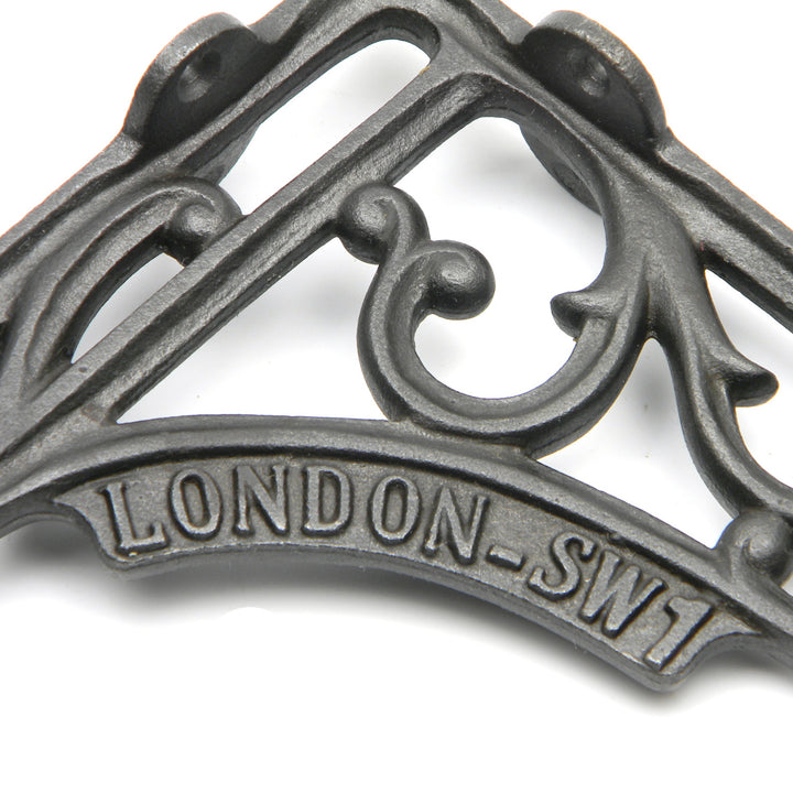Pair of Antique Cast Iron London SW1 Shelf Brackets 150mm x 150mm