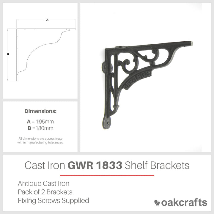 GWR 1833 Victorian Style Shelf Brackets Antique Cast Iron