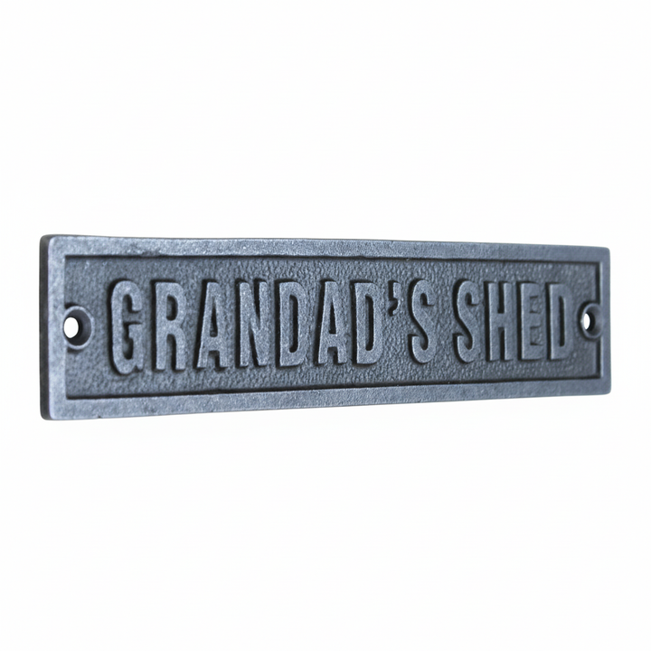 Antique Cast Iron Grandad's Shed Plaque