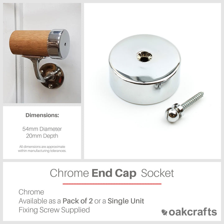 Chrome End Cap Socket - 54mm