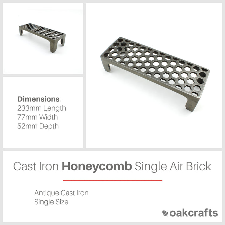 Antique Cast Iron Honeycomb Design Single Air Brick 