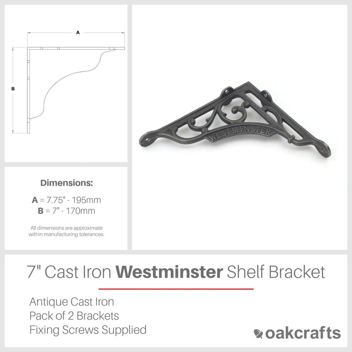 Westminster Victorian Style Shelf Brackets Antique Cast Iron	