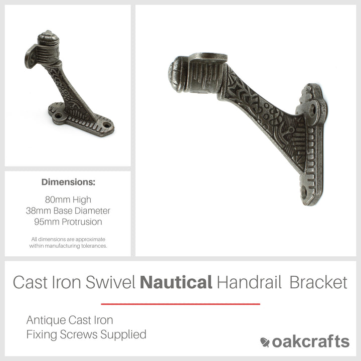 Antique Cast Iron Nautical Swivel Handrail Bracket