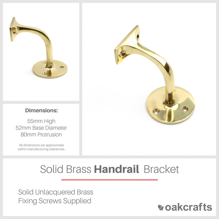Solid Brass Handrail Bracket 80mm