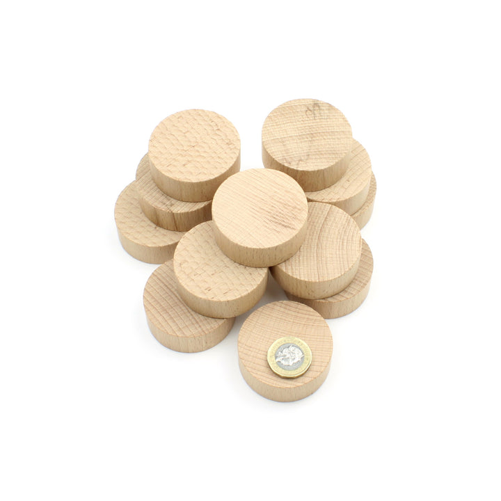 Pack of 12 Birch Wooden Craft Discs - 50mm Diameter