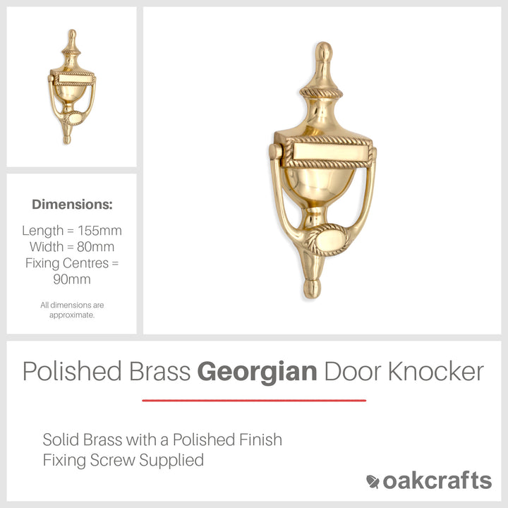 Solid Brass Georgian Door Knocker 150mm