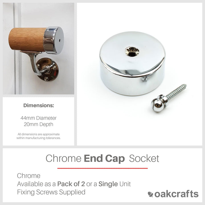 Chrome End Cap Socket 44mm