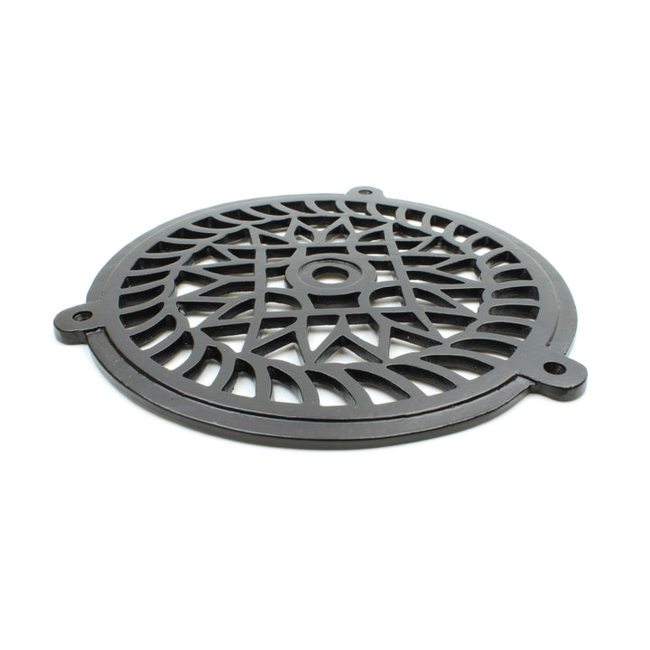 Antique Cast Iron Round Tabs Air Vent Extraction Cover in Satin Black Finish - 200mm