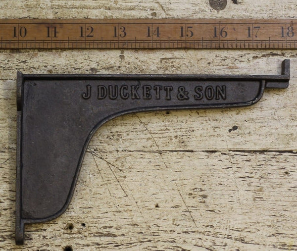 Pair of Antique Cast Iron Lipped Edge J Duckett Railway Window Box Shelf Brackets - 200mm