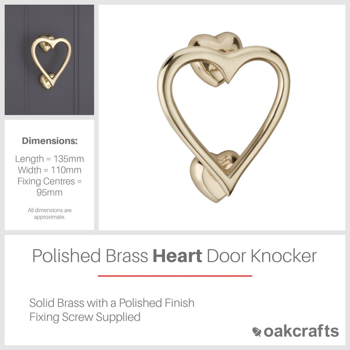Solid Brass Heart Door Knocker