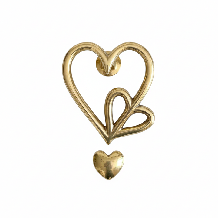 Solid Brass Double Love Heart Door Knocker - 160mm x 150mm