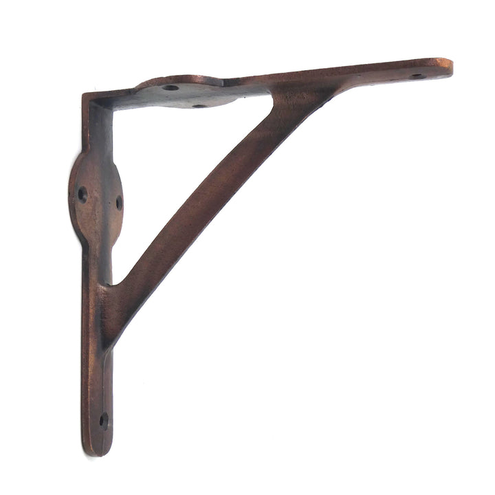 Pair of Cast Iron Gallows Shelf Brackets With a Copper Finish