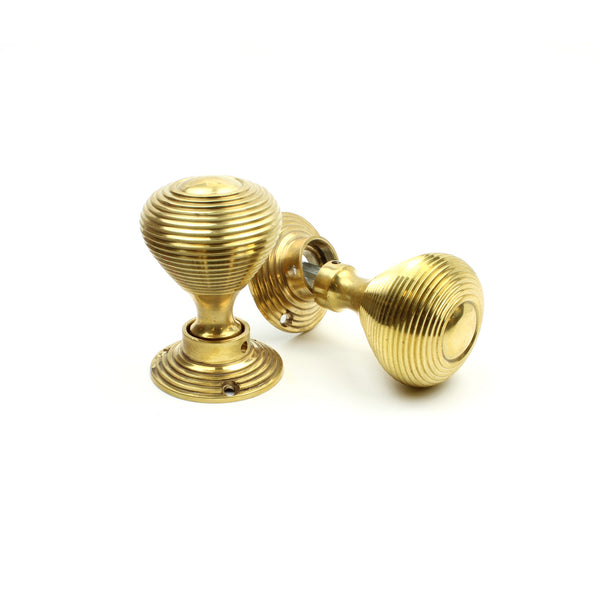 Door Knob Set Beehive Solid Brass 50mm Diameter