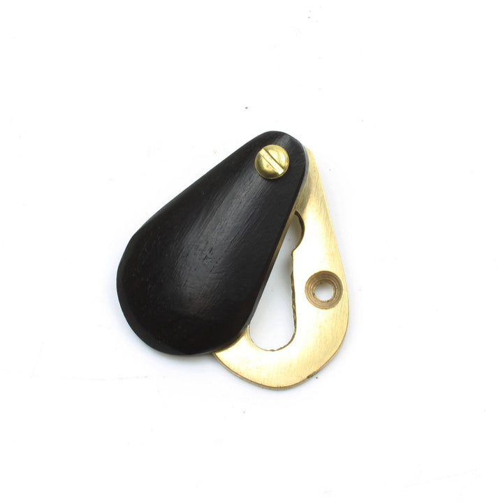 Peardrop Design Escutcheon with Cover in Ebony and Brass