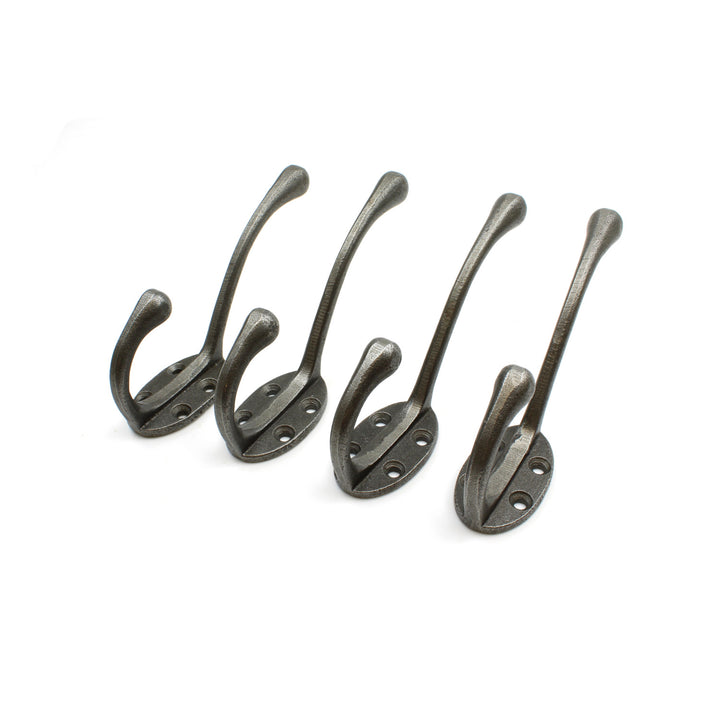 Hat & Coat Hook Victorian 4 hole Round Stem Ant Iron 110mm - Pack of 4 Hooks