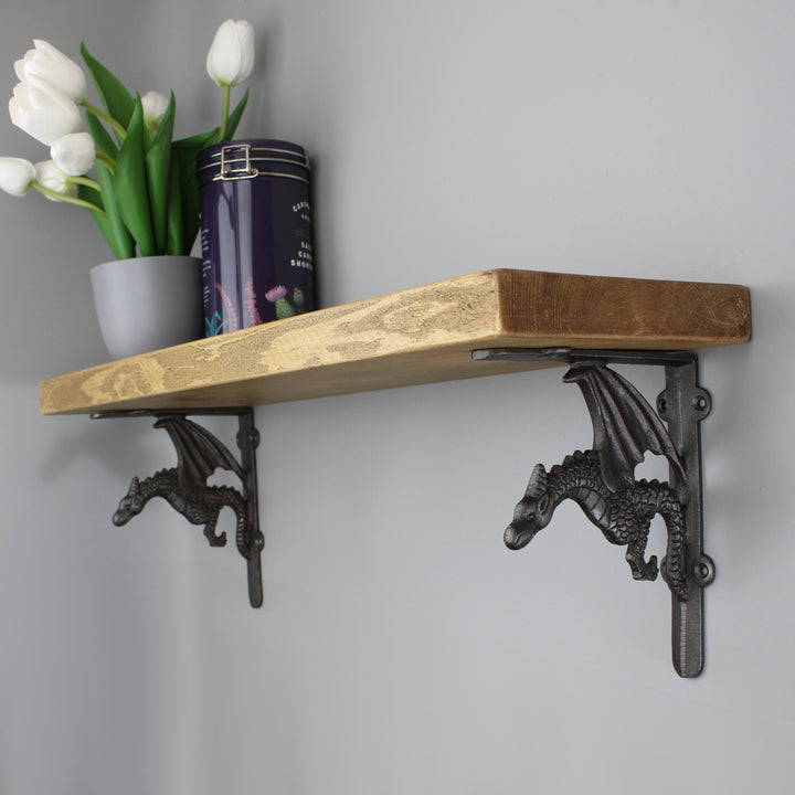 Shelf Kit with Cast Iron Dragon Shelf Brackets and 180mm Shelf