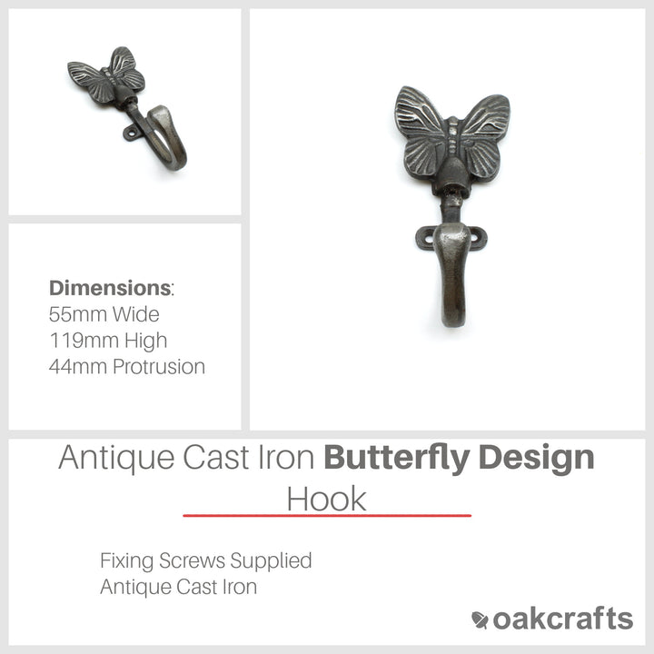 Antique Cast Iron Butterfly Coat Hook