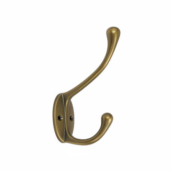 Antique Brass Victorian Round Stem Hat & Coat Hook - 110mm