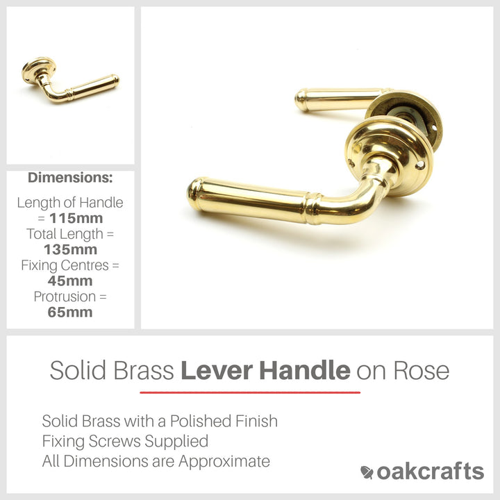 Solid Brass Lever Handle on Rose