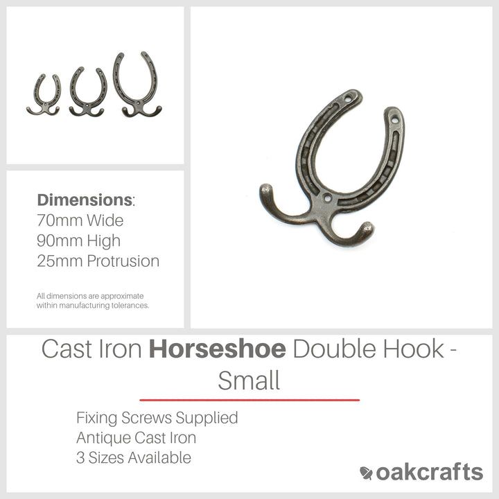 Antique Cast Iron Horseshoe Double Hook