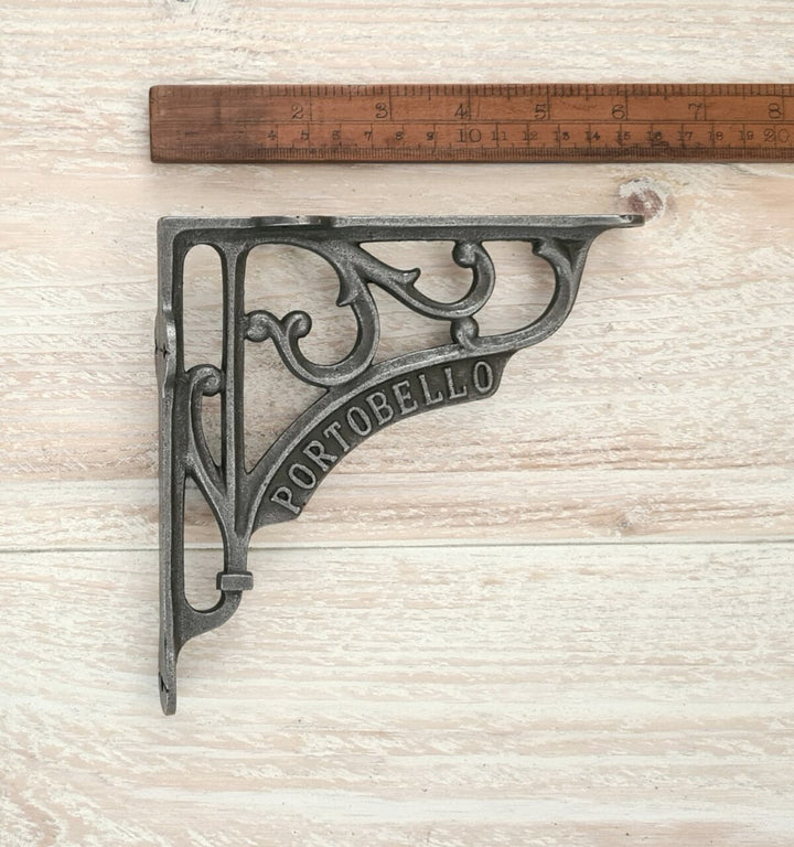 Pair of Antique Cast Iron Heritage Portobello Shelf Brackets - 150mm x 150mm