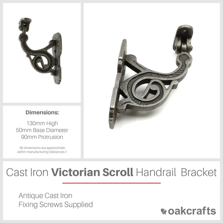 Cast Iron Victorian Scroll Swivel Handrail Bracket