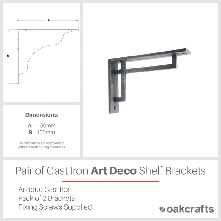Pair of Art Deco Cast Iron Shelf Brackets