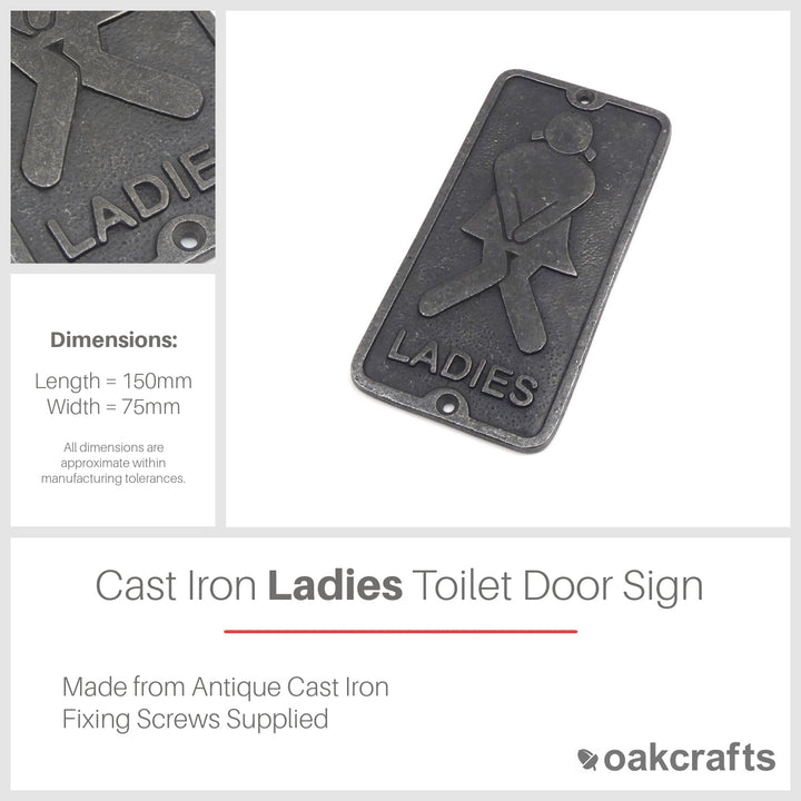 Antique Cast Iron Toilet Door Signs - 150mm x 75mm