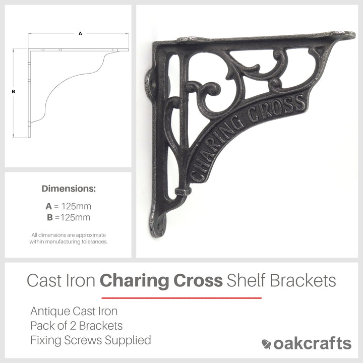 Pair of Antique Cast Iron Victorian Style 'Charing Cross' Shelf Brackets 