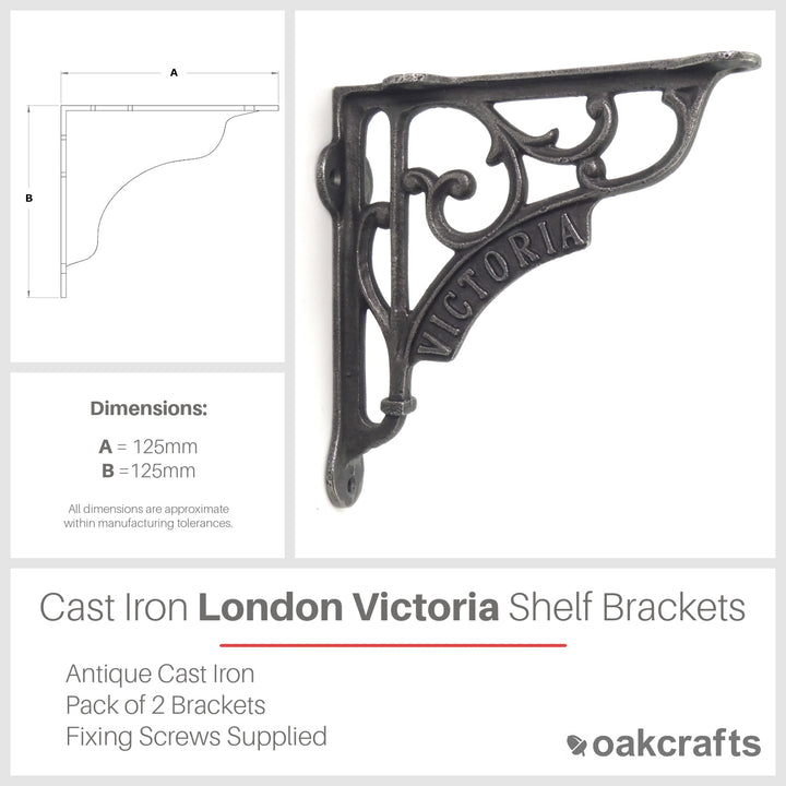 Pair of Antique Cast Iron London Victoria Shelf Brackets