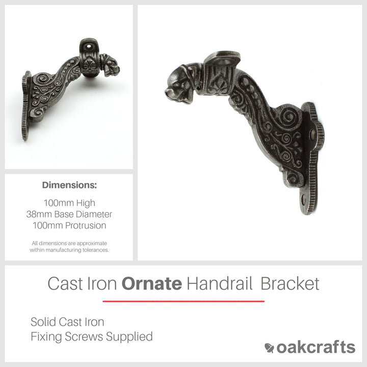 Cast Iron Ornate Handrail Bracket 90mm