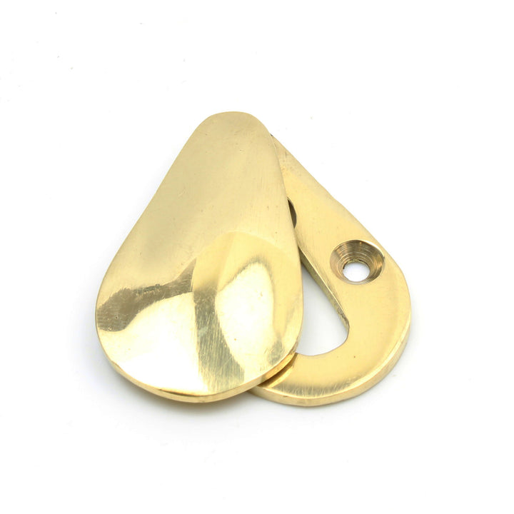 Peardrop Design Escutcheon with Cover in Polished Brass