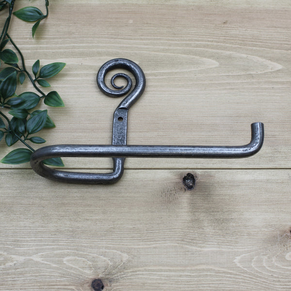 Hand Forged Antique Iron Curly Tail Toilet Roll Holder - 135mm x 190mm