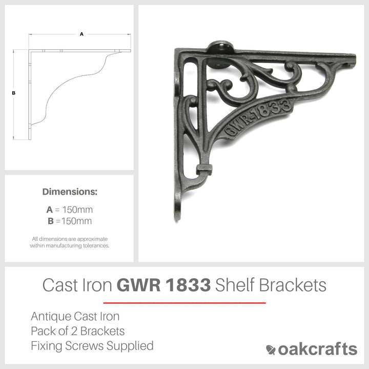 GWR 1833 Victorian Style Shelf Brackets Antique Cast Iron