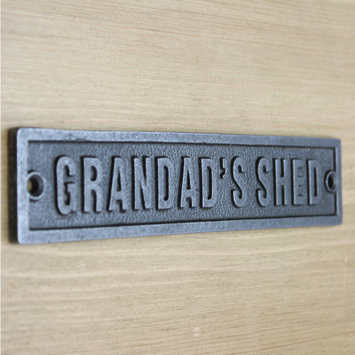 Antique Cast Iron Grandad's Shed Plaque