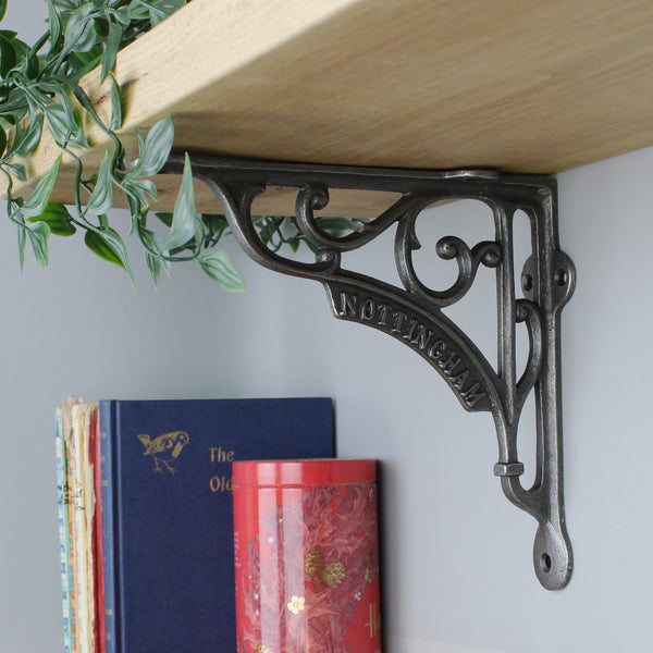 Pair of Antique Cast Iron Victorian Style Nottingham Shelf Brackets 180mm x 190mm