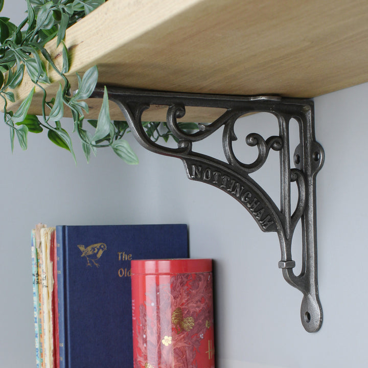 Pair of Antique Cast Iron Victorian Style Nottingham Shelf Brackets 180mm x 190mm
