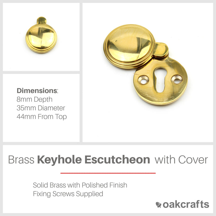 Solid Brass Keyhole Escutcheon with Cover - 35mm