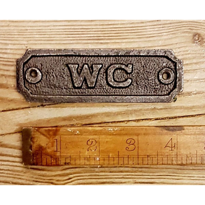 Antique Cast Iron WC (Water Closet) Plaque Sign - 33mm x 108mm