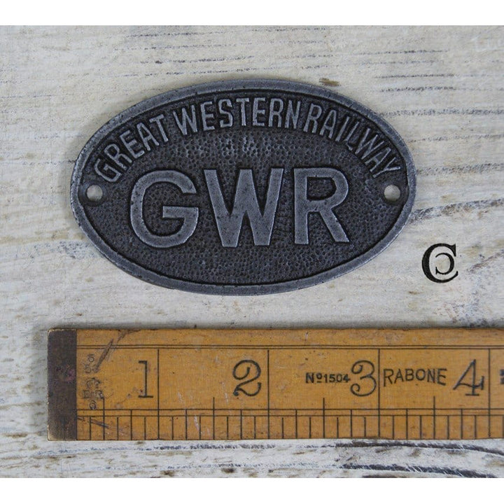 Antique Cast Iron GWR Oval Plaque - 85mm x 50mm