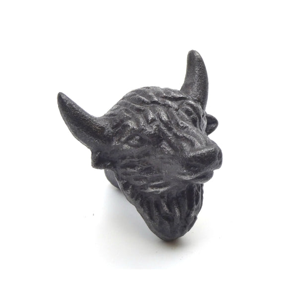 Small Cast Iron Highland Cow Cabinet Knob - Approx 50mm