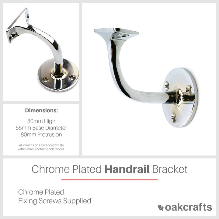 Chrome Plated Handrail Bracket 80mm