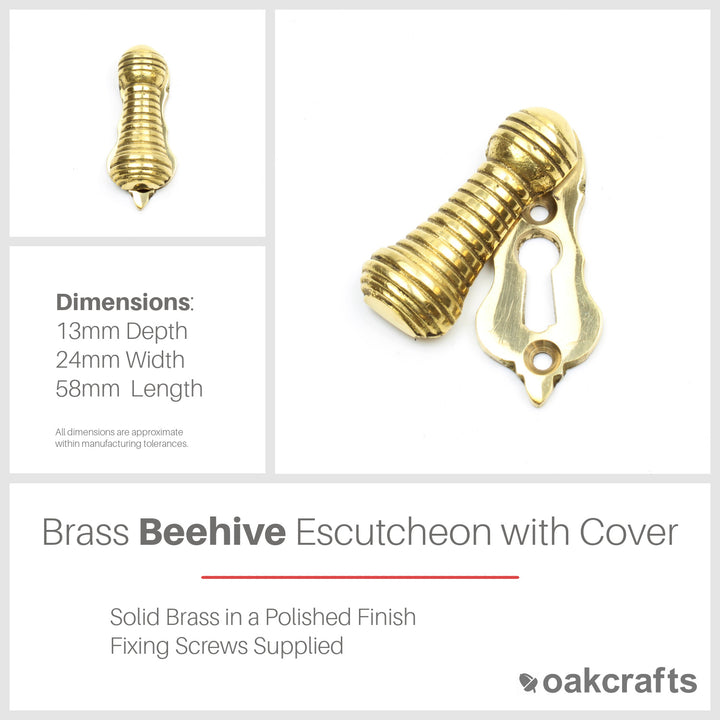 Beehive Escutcheon with Cover in Polished Brass