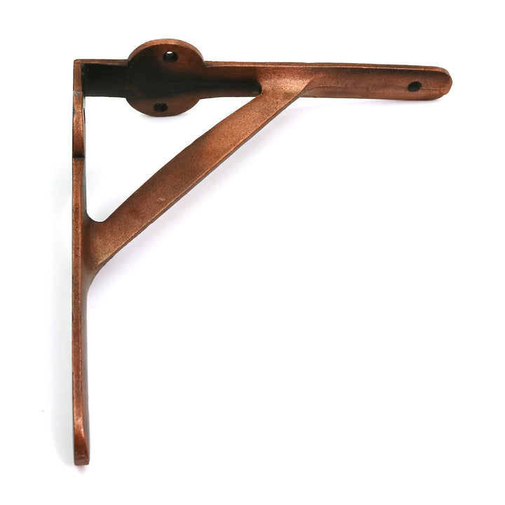 Pair of Cast Iron Gallows Shelf Brackets With a Copper Finish